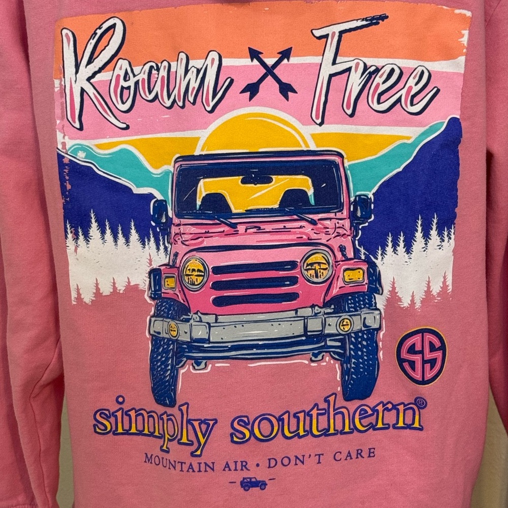 NEW Simply Southern Women's Hoodie Sweatshirt JEEP Themed "Roam Free" Size L - Picture 2 of 6